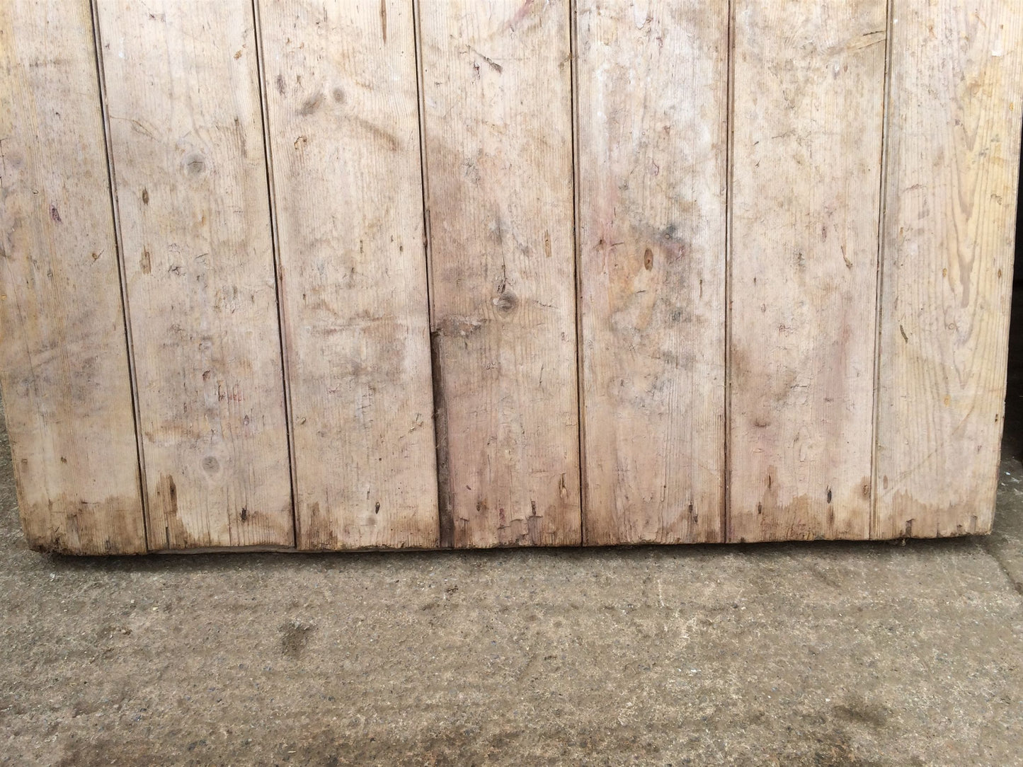 43“x89 3/4” Large Old Reclaimed Victorian Solid Stripped Pine Beaded Arched Door