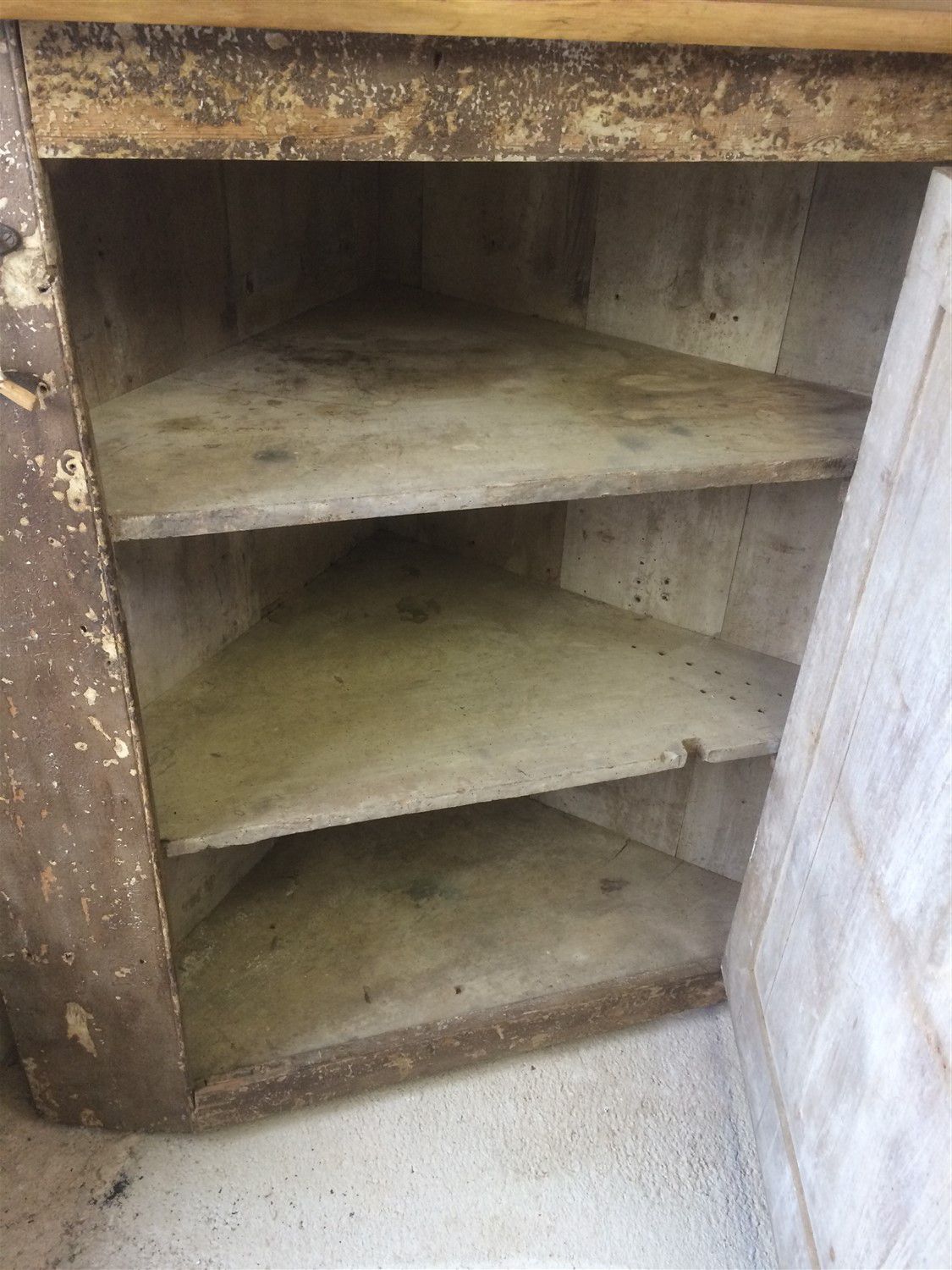 Reclaimed Old Rustic Pine Corner Cupboard 4ft