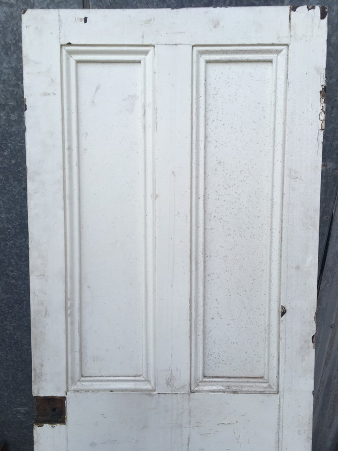 29“x73” Reclaimed Old Victorian Beaded 4 Panel Painted Pine Door