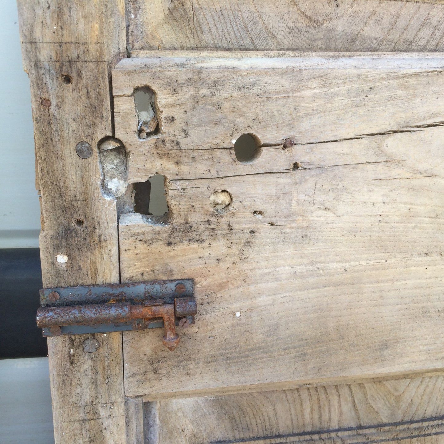32 1/2“x72 1/4” Unusual Reclaimed Rustic 4 Raised Panel Stripped Elm Door