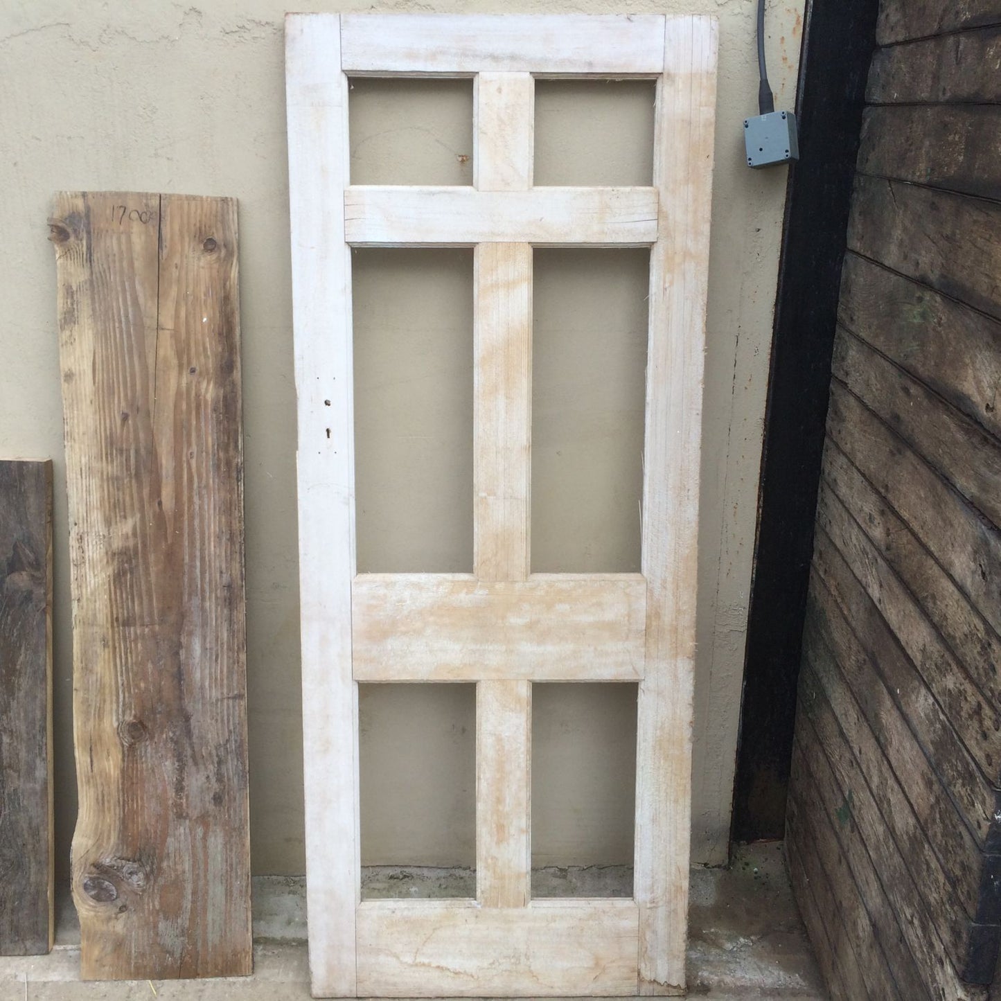 32“x79” 6 Panel Less Weathered Silvered Door
