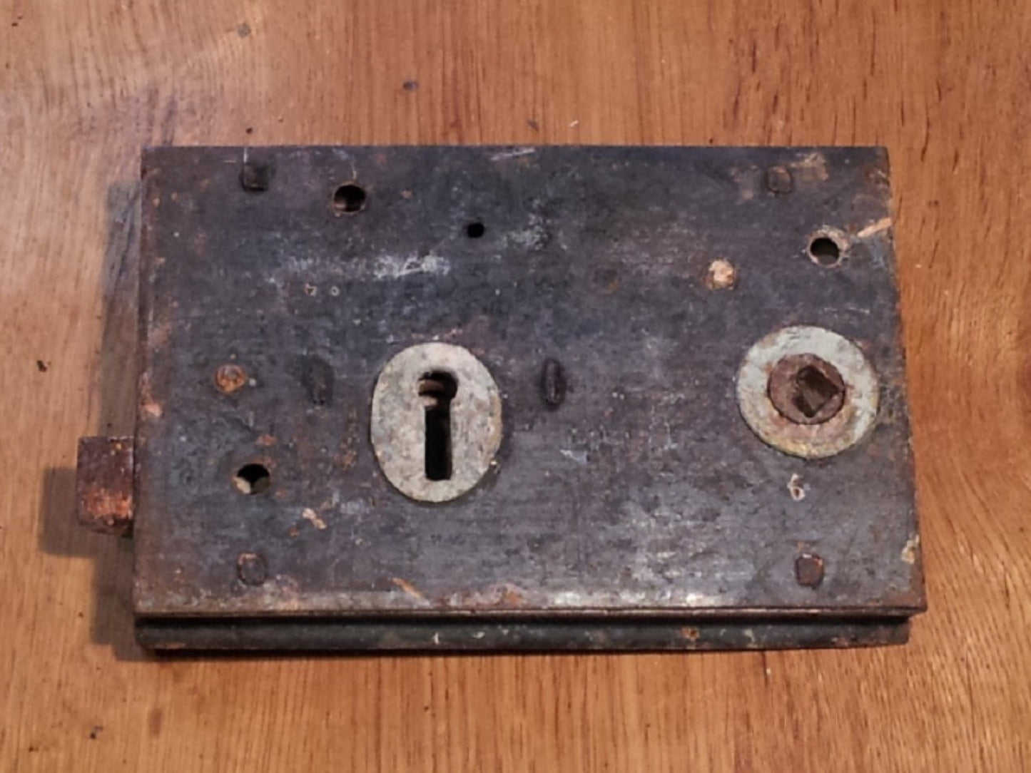 Reclaimed Victorian Left Hand Rusty Door Rim Lock