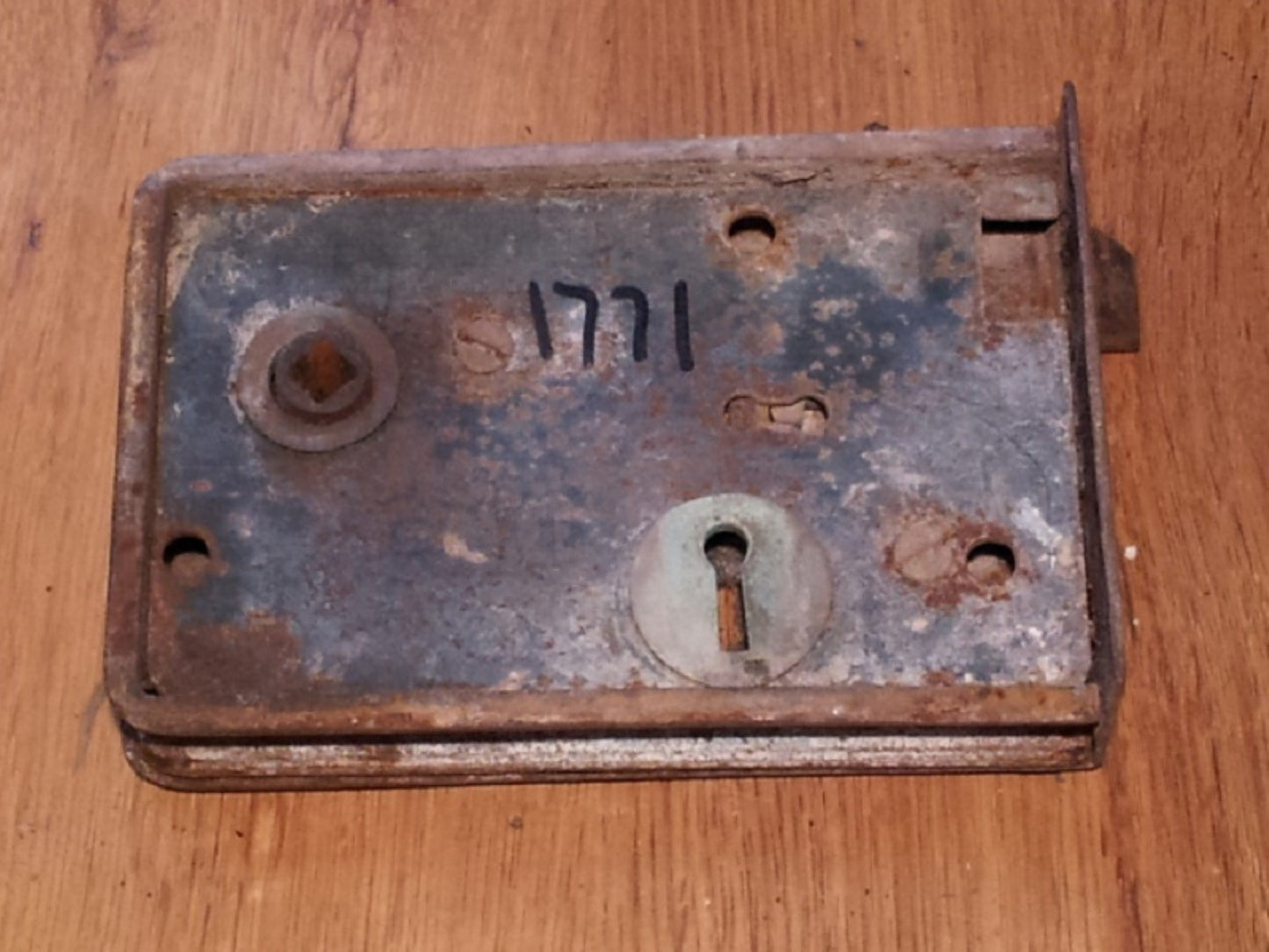 Reclaimed Old Victorian Left Hand Old Rusty Door Rim Lock