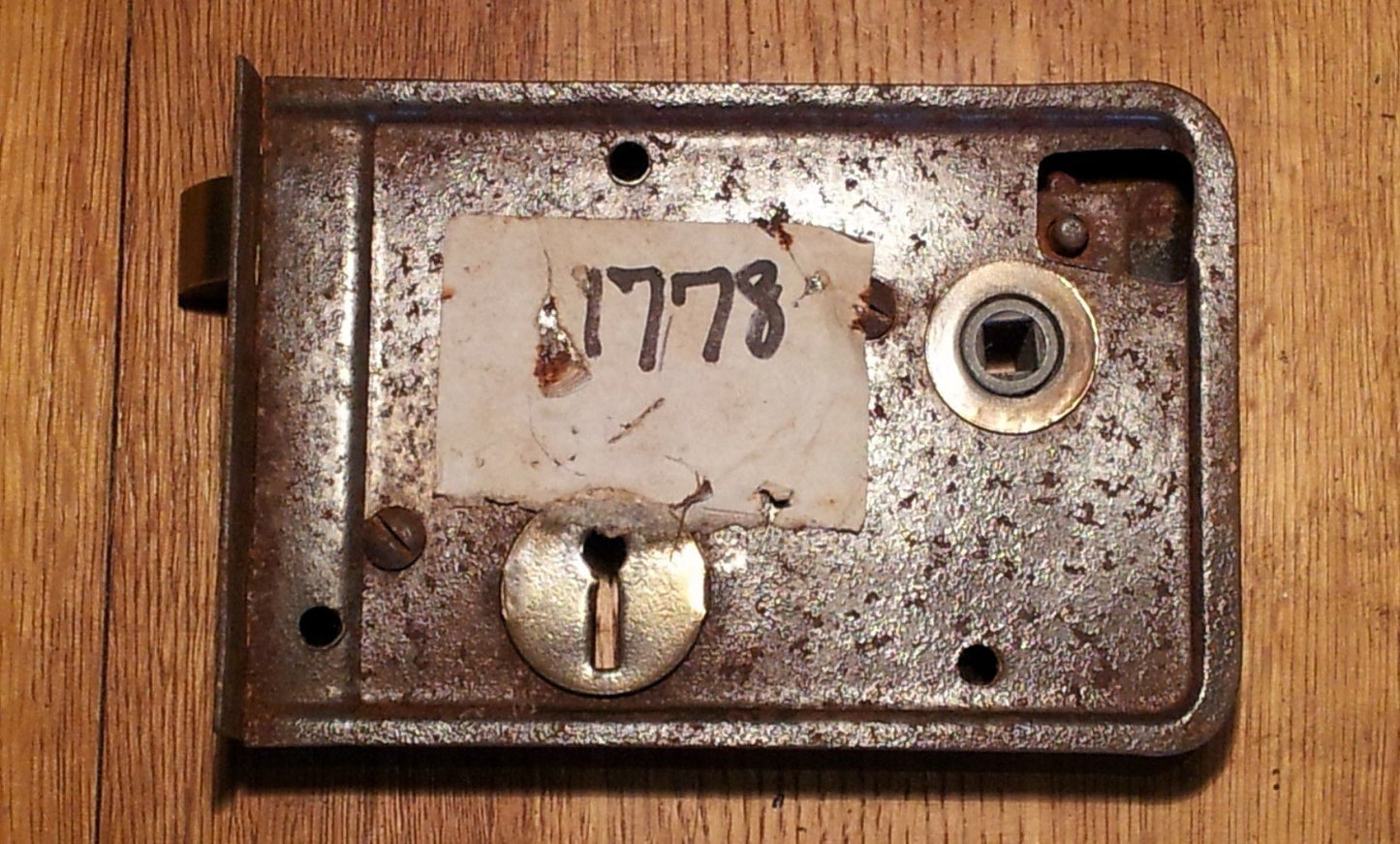 Reclaimed Old Victorian Door Rim Lock Right Hand Rusty