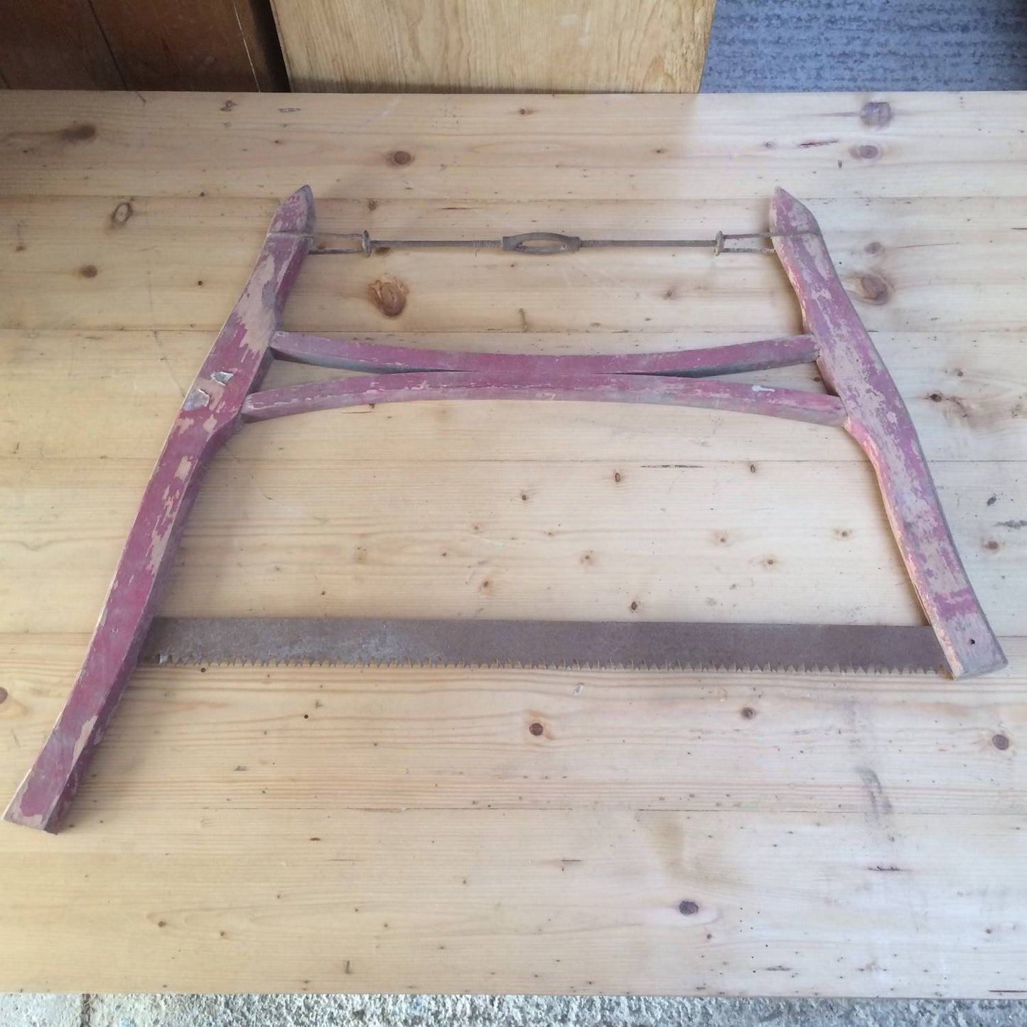 Old Fashioned Vintage Wood Cutting Buck Bow Saw Beech 28” Blade