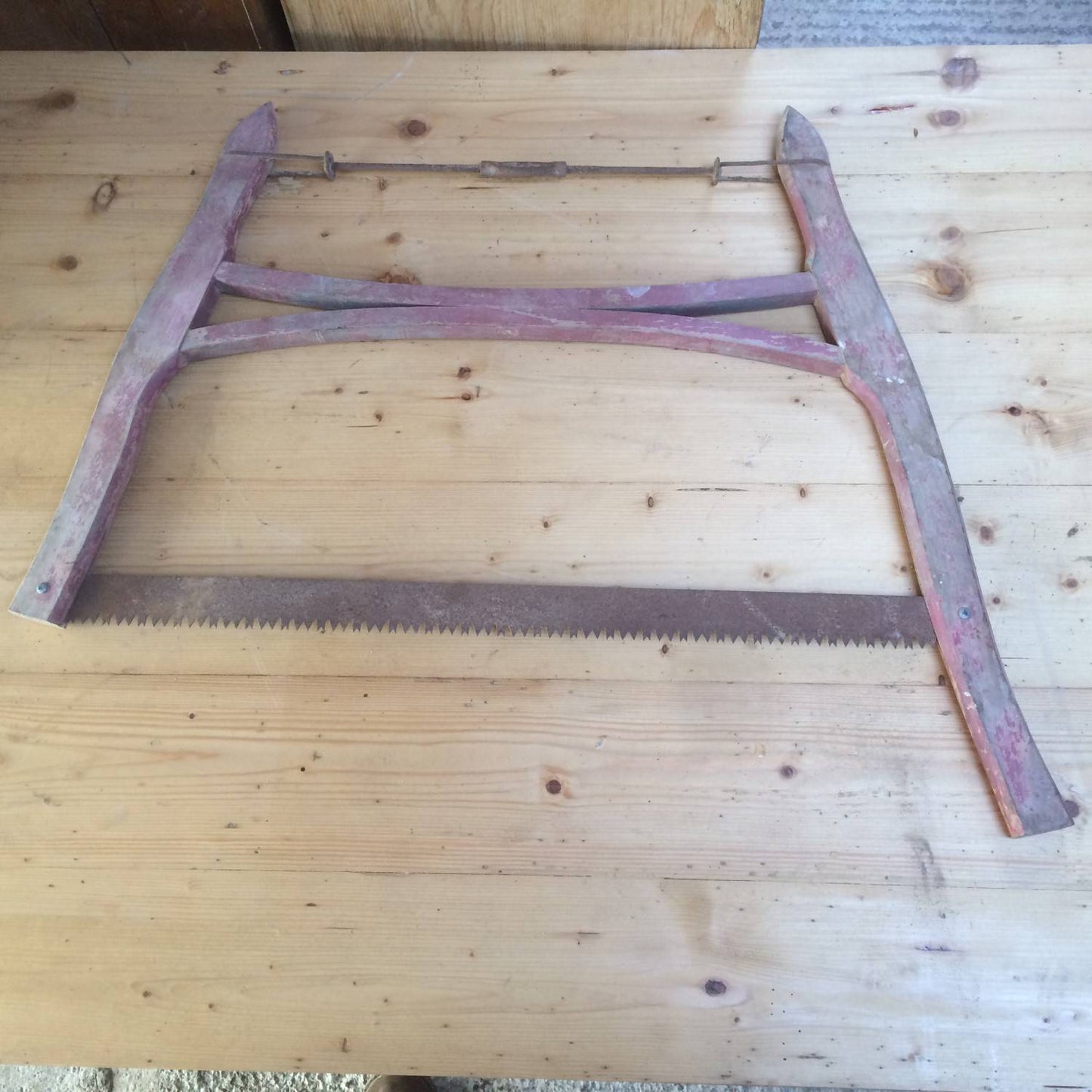 Old Fashioned Vintage Wood Cutting Buck Bow Saw Beech 28” Blade