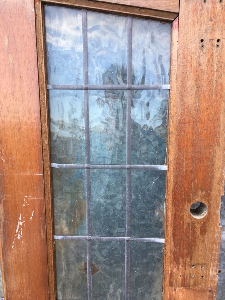 31 3/4"x78 3/4” Salvaged Modern Pine 4 Panel 2over2 Glazed External Door