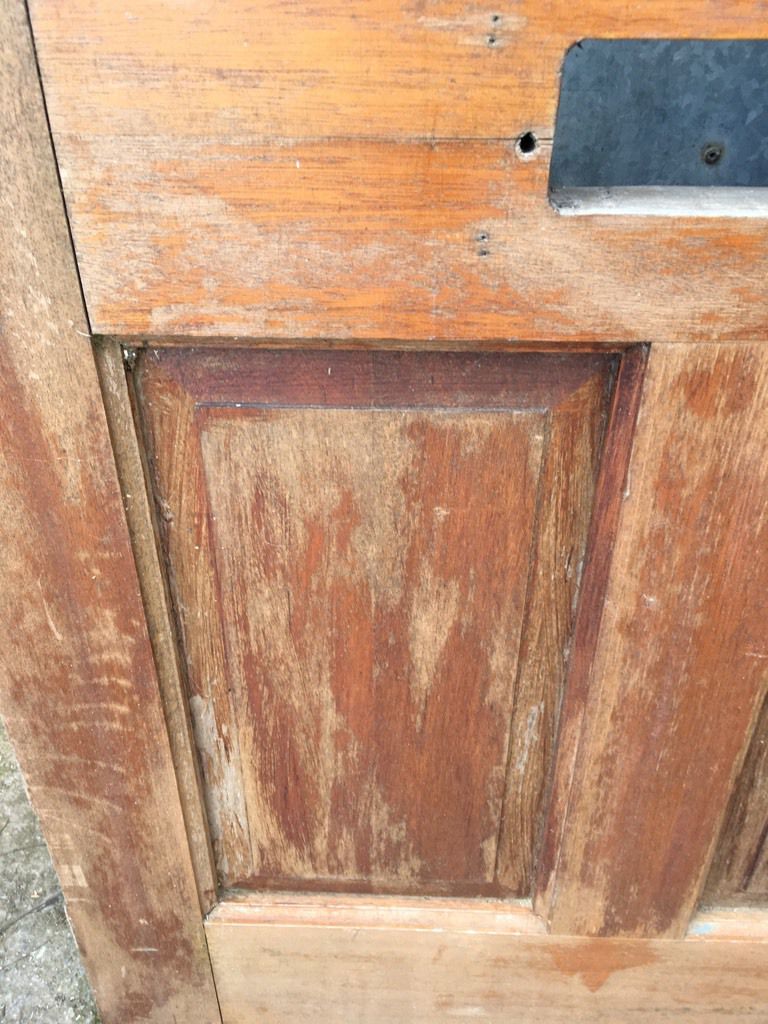 31 3/4"x78 3/4” Salvaged Modern Pine 4 Panel 2over2 Glazed External Door