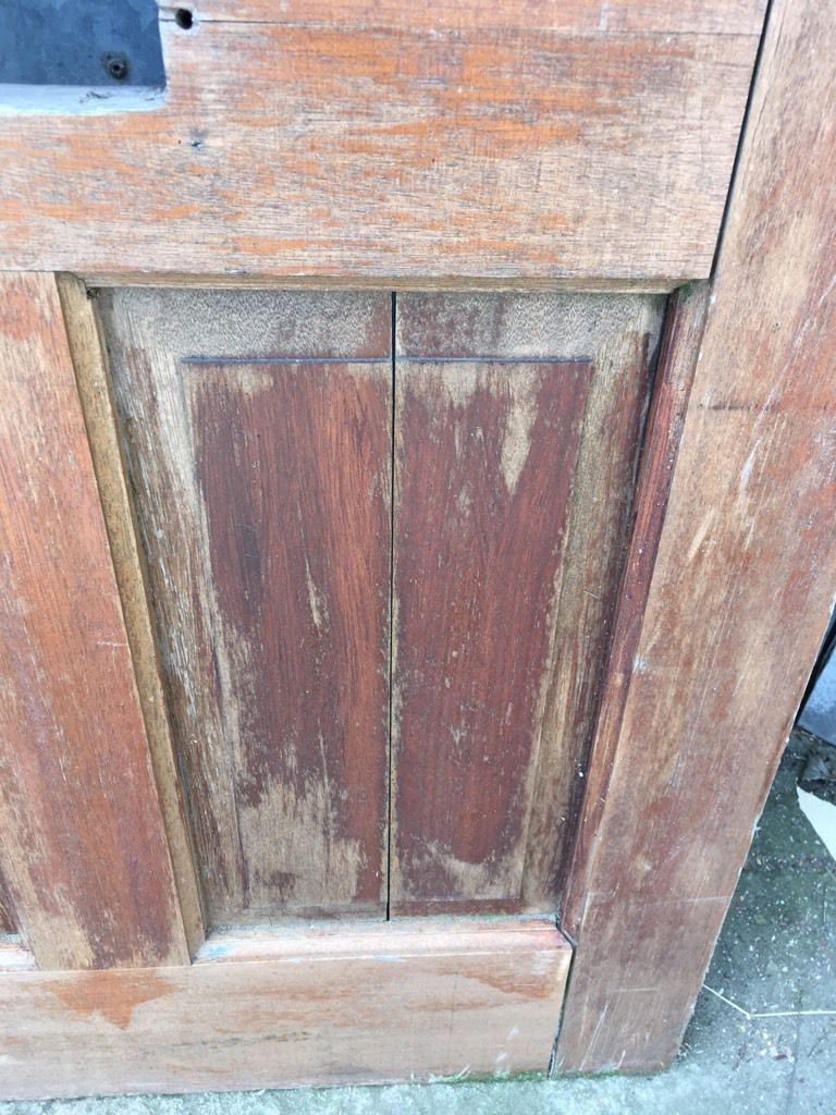 31 3/4"x78 3/4” Salvaged Modern Pine 4 Panel 2over2 Glazed External Door