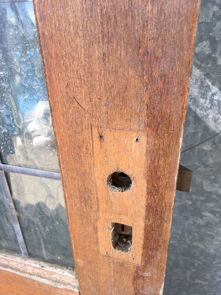 31 3/4"x78 3/4” Salvaged Modern Pine 4 Panel 2over2 Glazed External Door