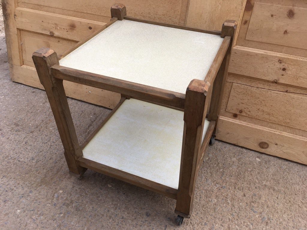 Reclaimed 1930's Pine Wooden Tea Trolley On Castors