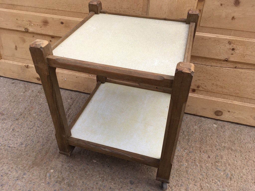 Reclaimed 1930's Pine Wooden Tea Trolley On Castors