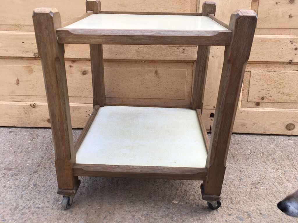 Reclaimed 1930's Pine Wooden Tea Trolley On Castors