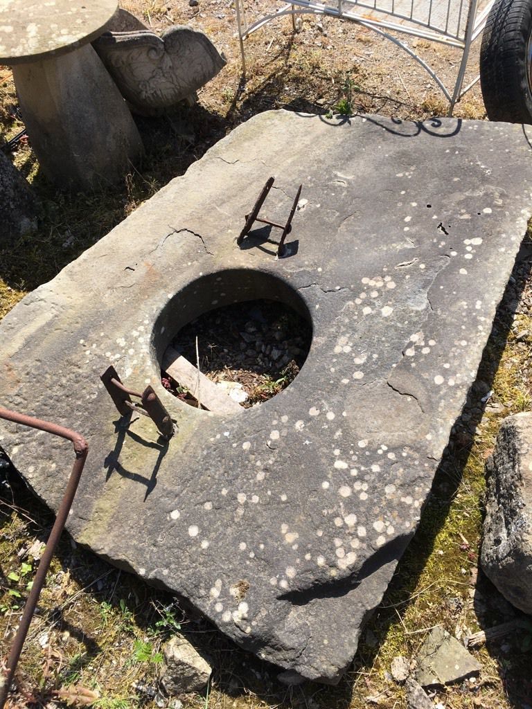 Reclaimed Very Old Green Pennant Stone Water Well Top Cover