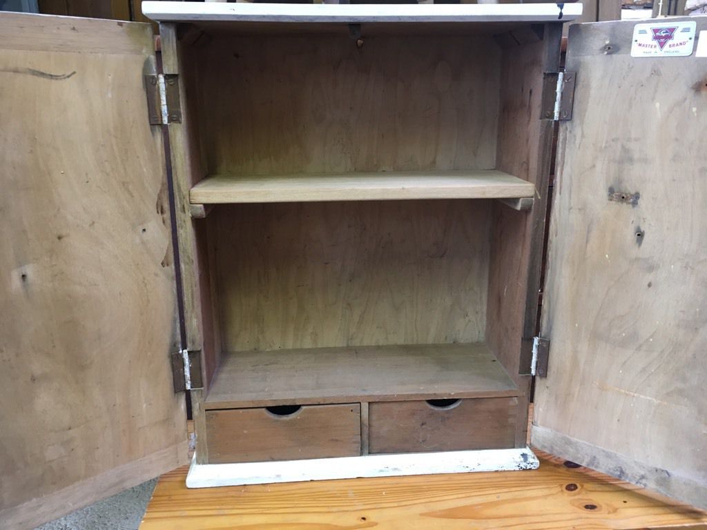 Old 20th Century Small Sapele & Pine Cabinet With Two Shelves 2 Drawers 22" High