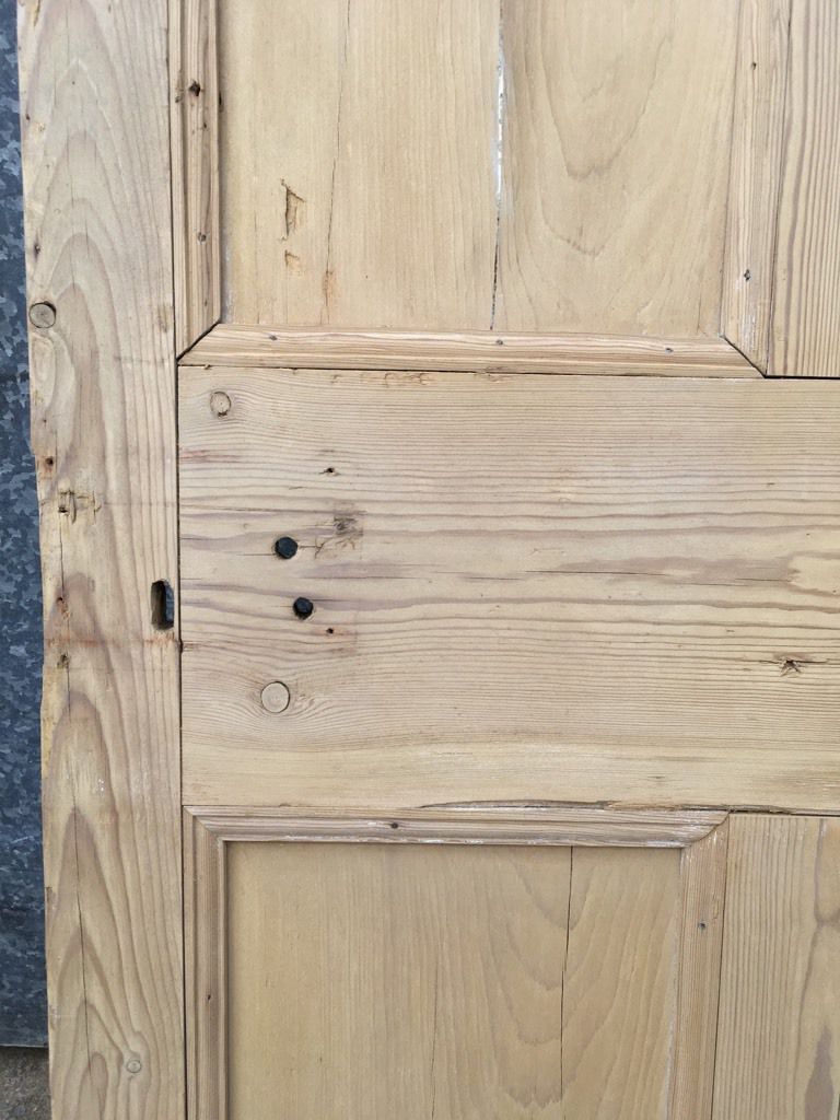 34 5/8"X75 7/8" Victorian Internal Stripped Pine Four Panel Door 2 over 2 Old