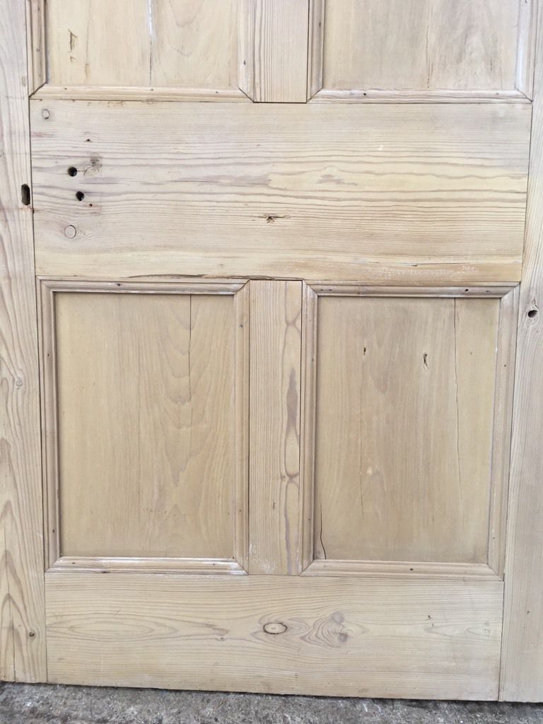 34 5/8"X75 7/8" Victorian Internal Stripped Pine Four Panel Door 2 over 2 Old