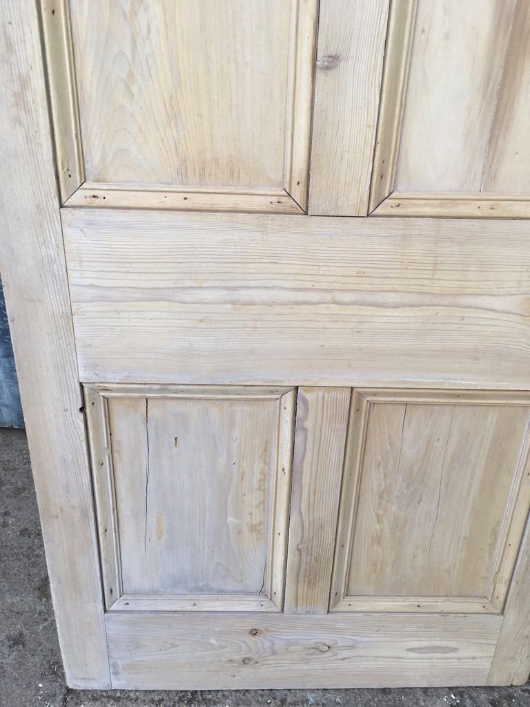 34 5/8"X75 7/8" Victorian Internal Stripped Pine Four Panel Door 2 over 2 Old