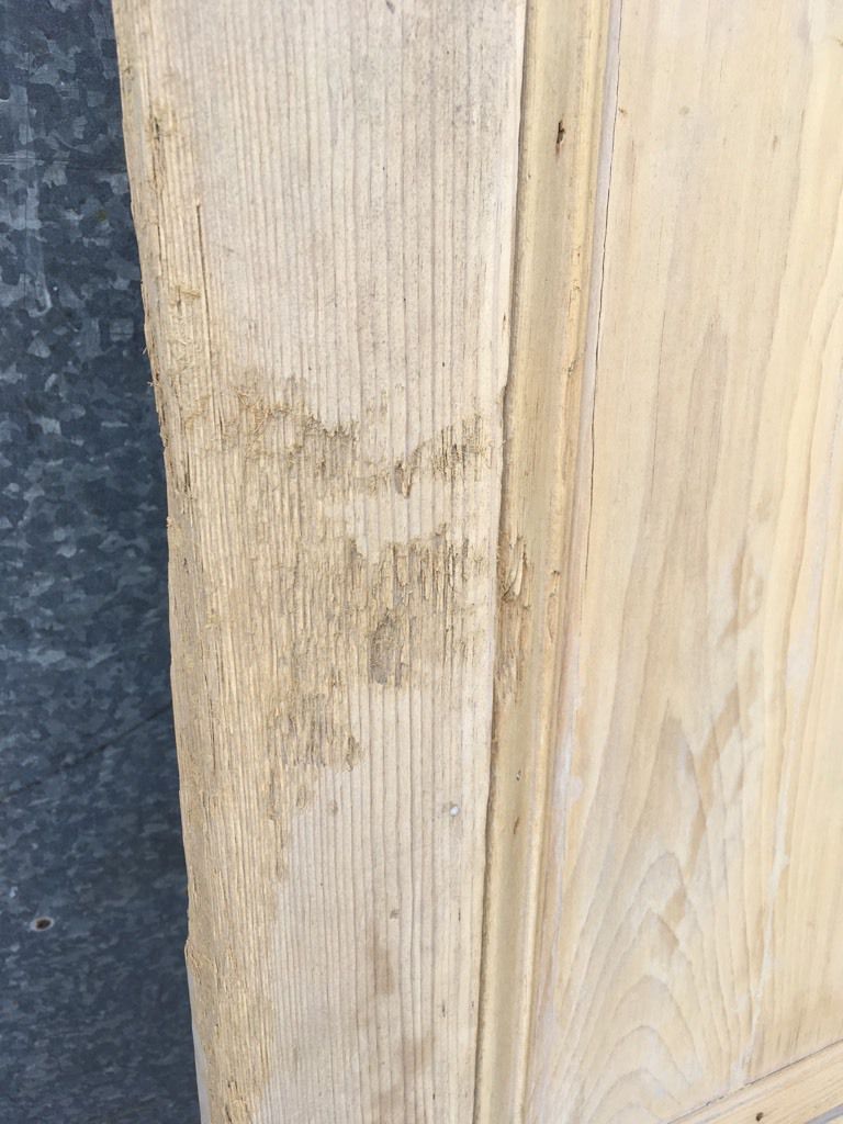 34 5/8"X75 7/8" Victorian Internal Stripped Pine Four Panel Door 2 over 2 Old