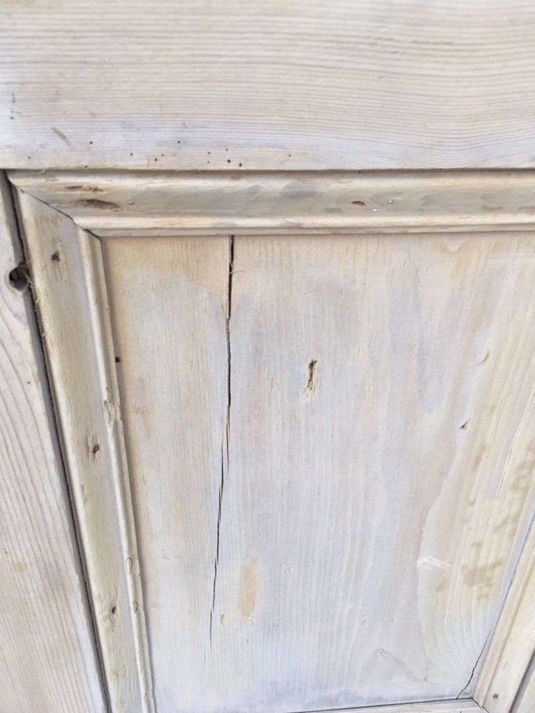 34 5/8"X75 7/8" Victorian Internal Stripped Pine Four Panel Door 2 over 2 Old