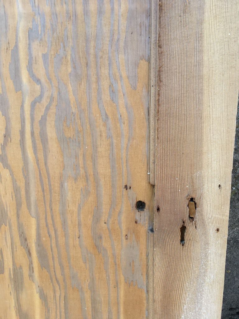 27 3/4”x75 3/4” Reclaimed 1930s Stripped Pitch Pine Single Panel Internal Door