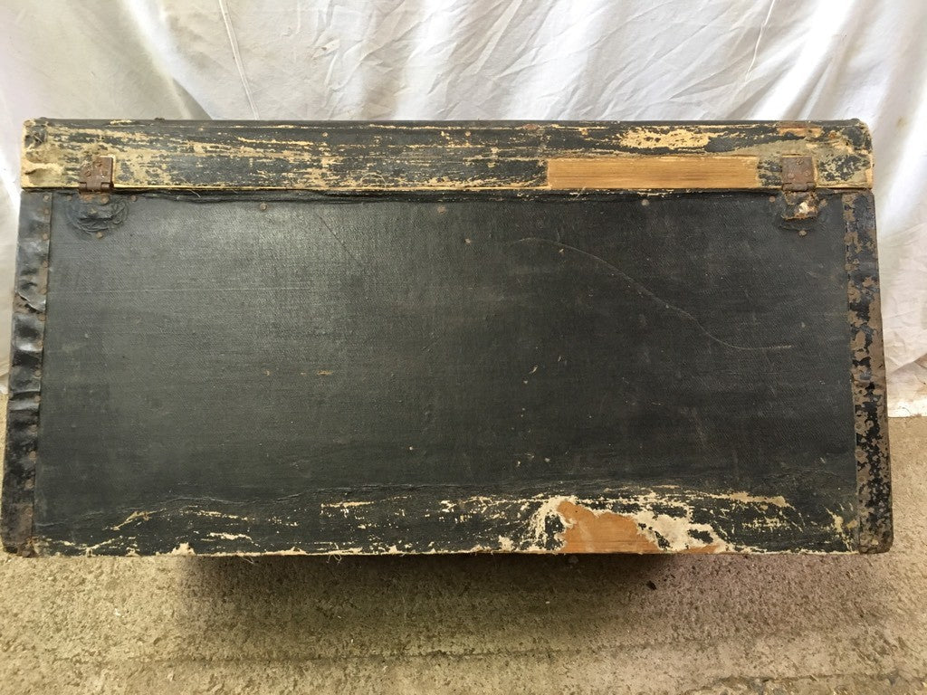 Reclaimed Old Pine & Oil Cloth Travelling Trunk 28" Long