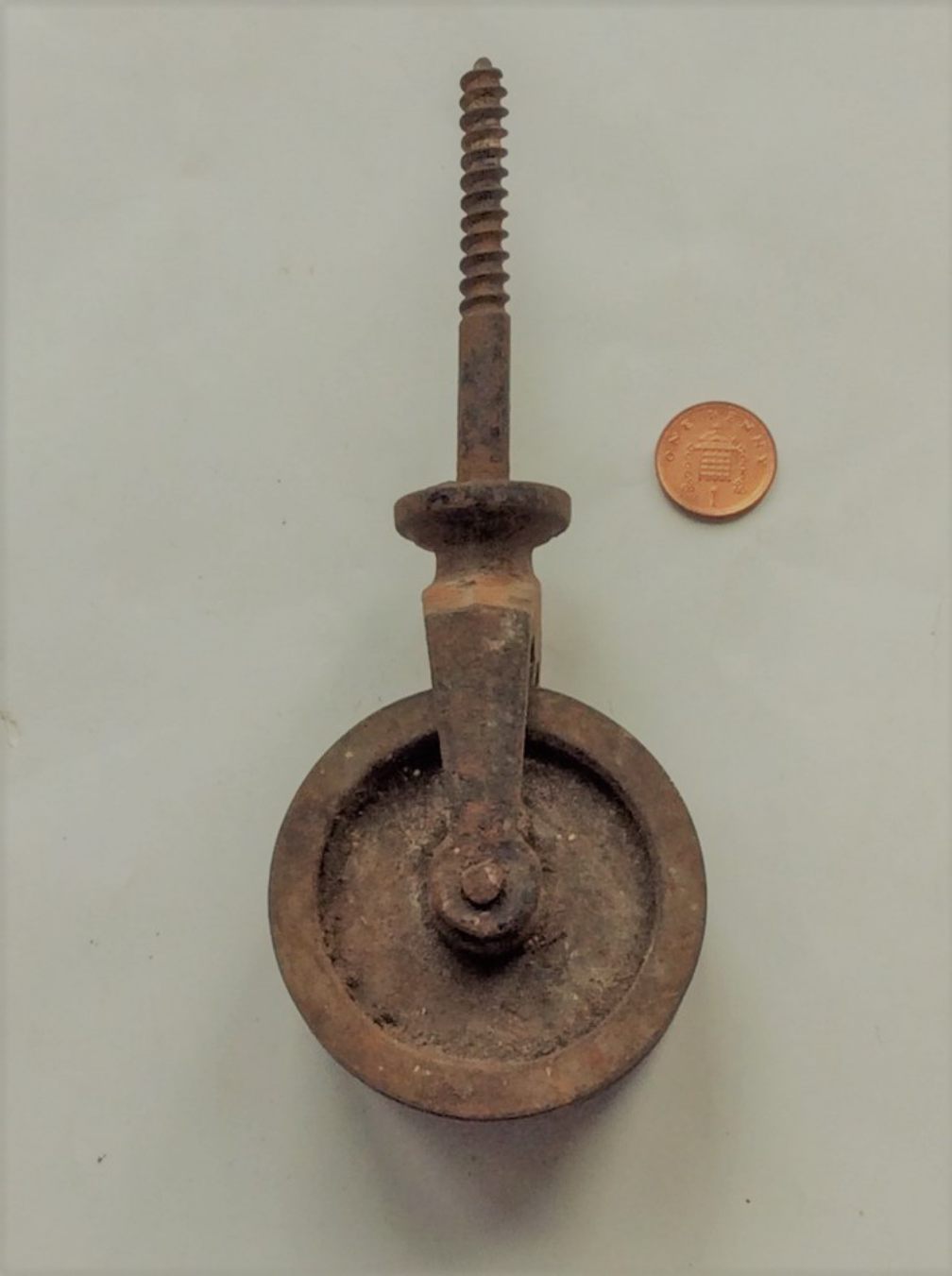 Reclaimed Old Cast Iron Screw In Double 2 ½” Wheel Pulley