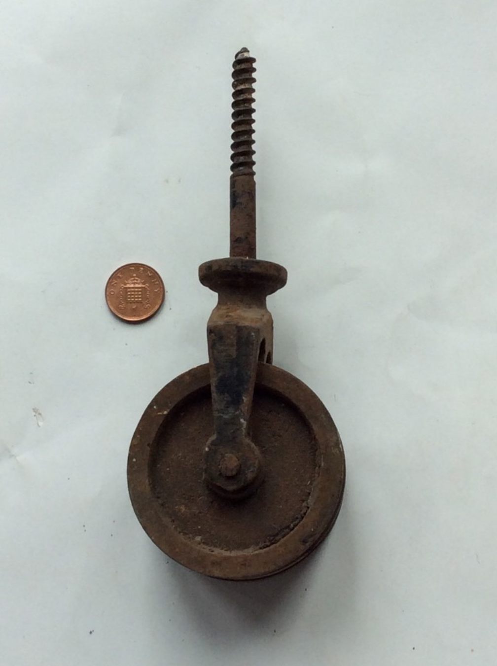 Reclaimed Old Cast Iron Screw In Double 2 ½” Wheel Pulley