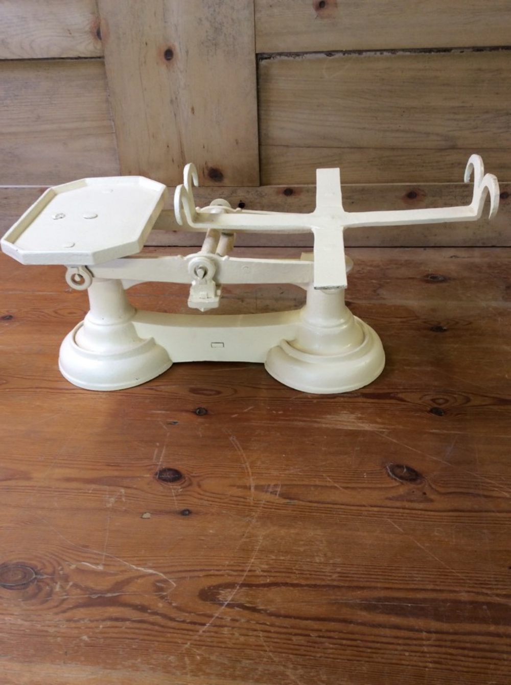 Salvaged 1930s Cast Iron Weighing Scales Cream 19 5/8”