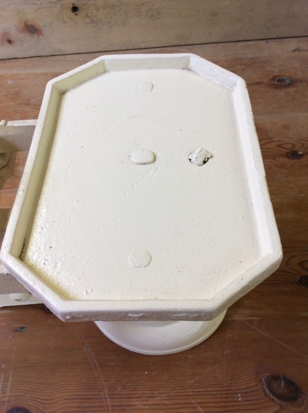 Salvaged 1930s Cast Iron Weighing Scales Cream 19 5/8”