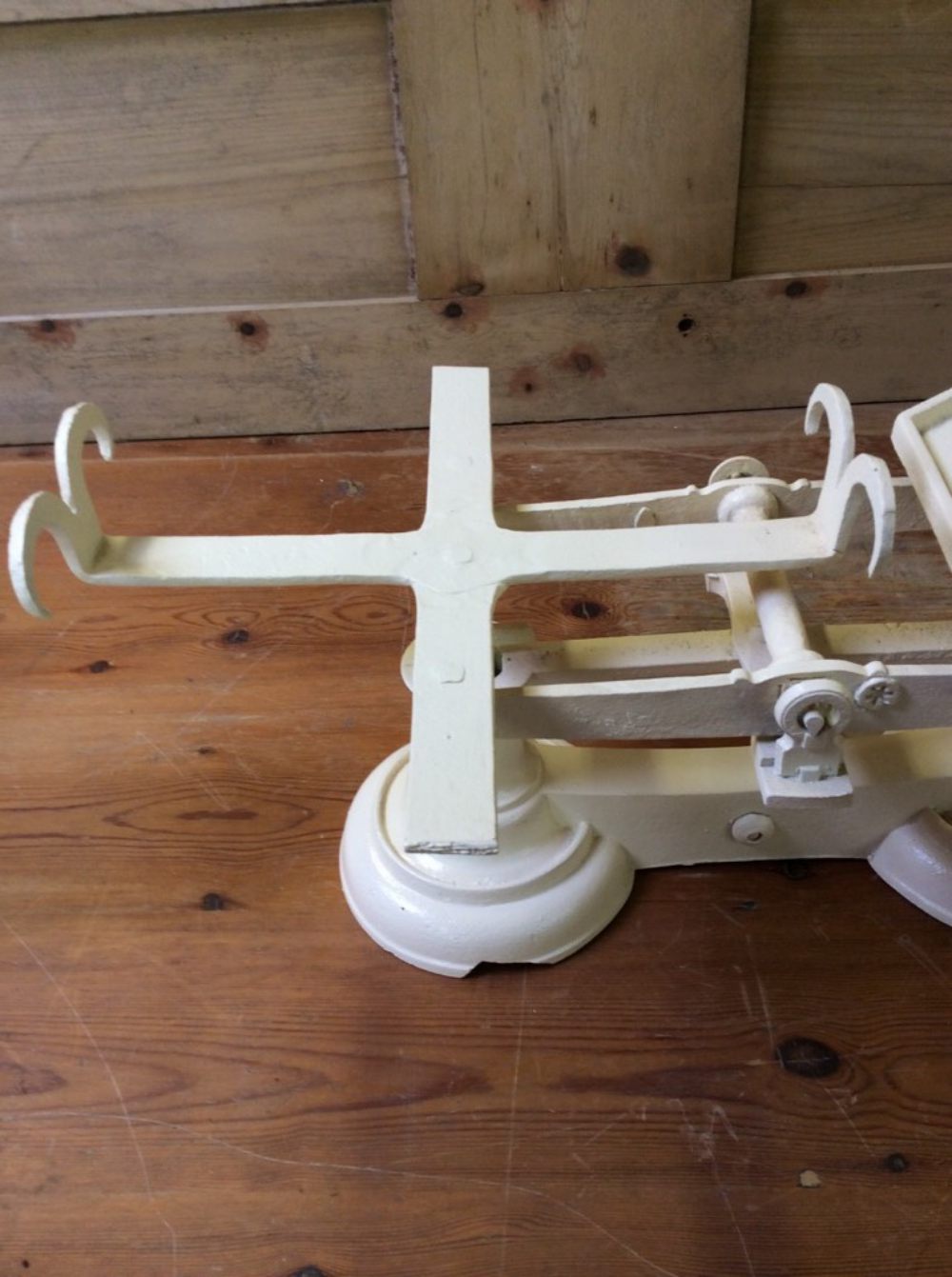 Salvaged 1930s Cast Iron Weighing Scales Cream 19 5/8”