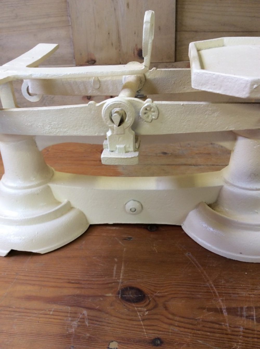 Salvaged 1930s Cast Iron Weighing Scales Cream 19 5/8”