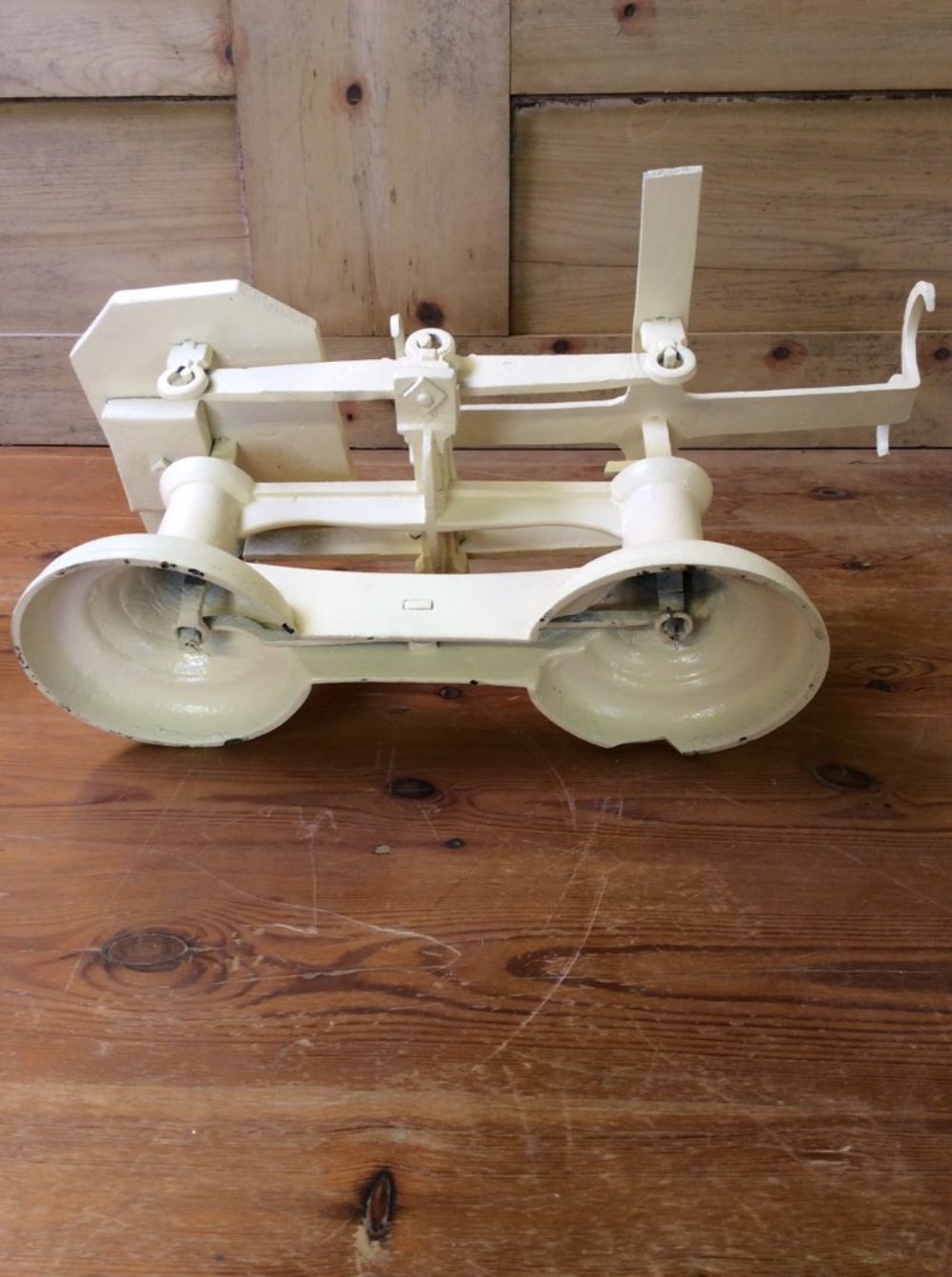 Salvaged 1930s Cast Iron Weighing Scales Cream 19 5/8”