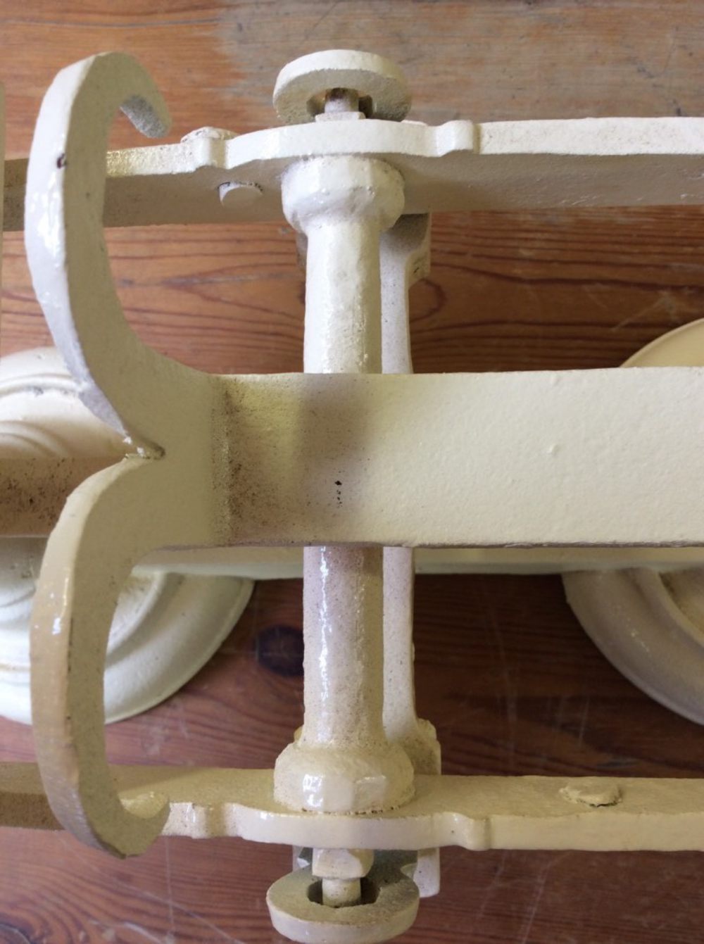 Salvaged 1930s Cast Iron Weighing Scales Cream 19 5/8”