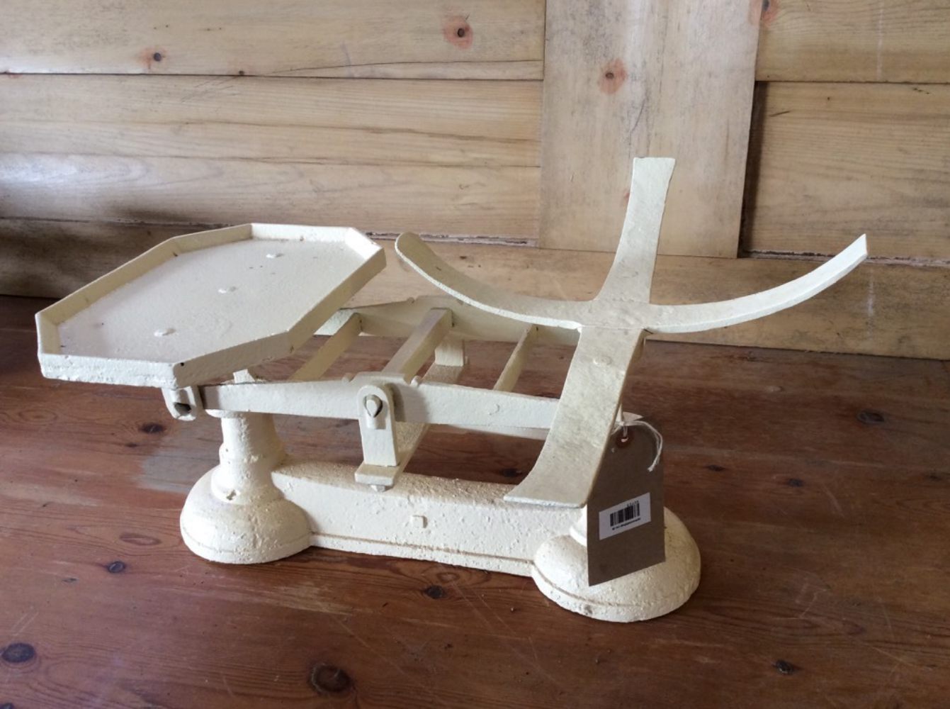 Salvaged 1930s Cast Iron Weighing Scales Cream 22”