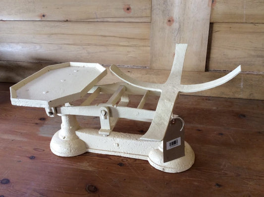 Salvaged 1930s Cast Iron Weighing Scales Cream 22”