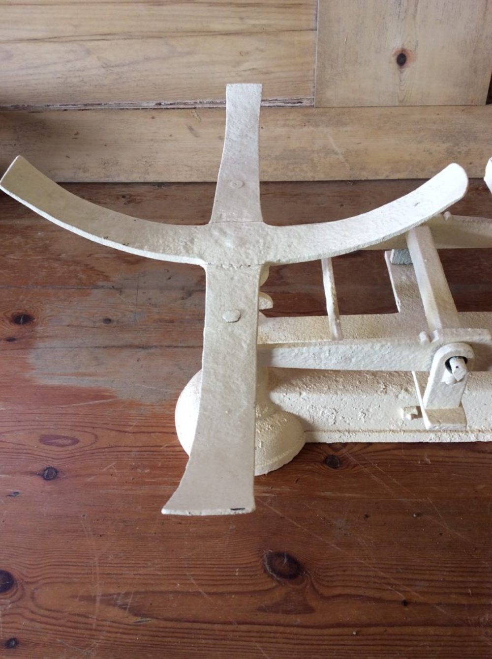 Salvaged 1930s Cast Iron Weighing Scales Cream 22”