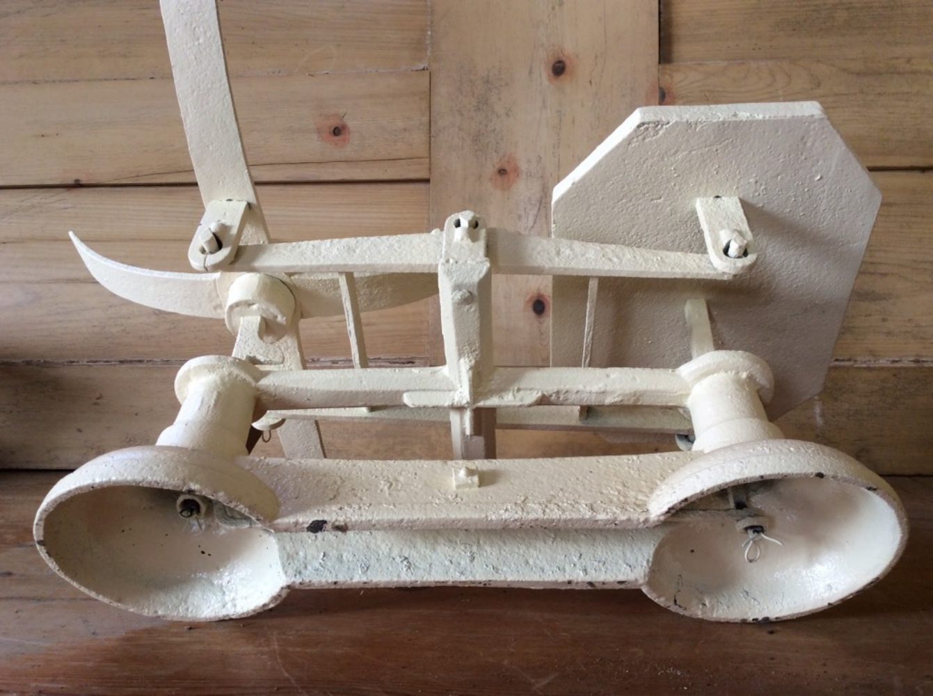 Salvaged 1930s Cast Iron Weighing Scales Cream 22”
