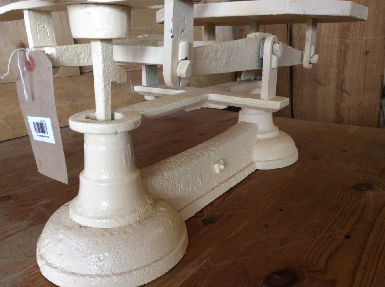 Salvaged 1930s Cast Iron Weighing Scales Cream 22”