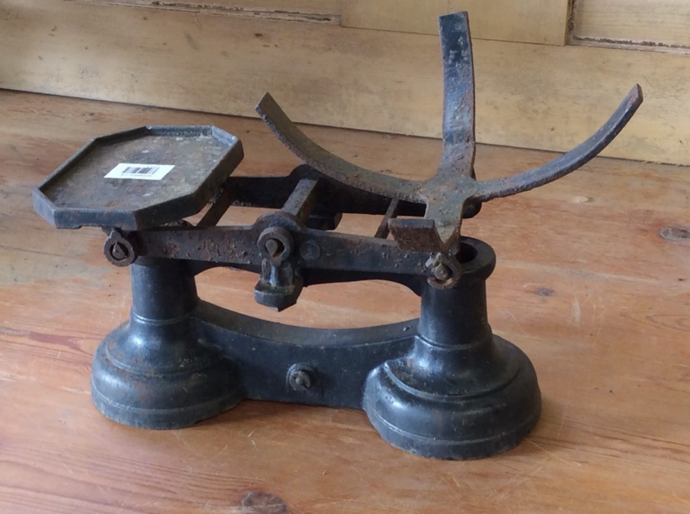 Salvaged 1930s Cast Iron Black Kitchen Scales 15" Wide