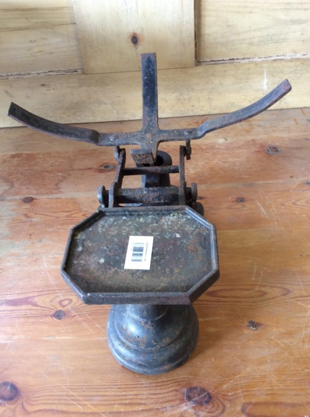 Salvaged 1930s Cast Iron Black Kitchen Scales 15" Wide