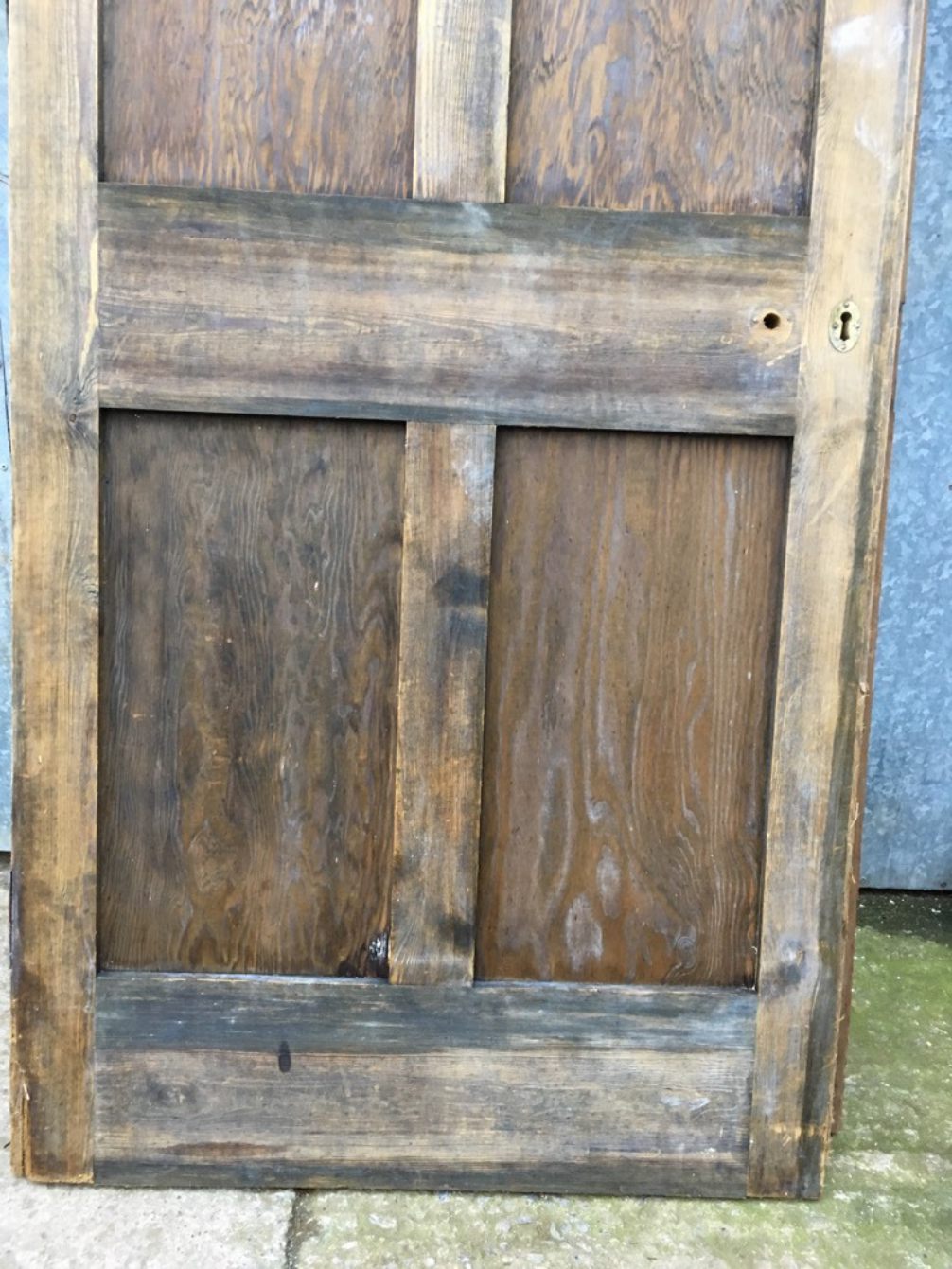 31 7/8”x77 1/2” Reclaimed 1930s Stripped Pine Four Panel 2 Over 2 Internal Door