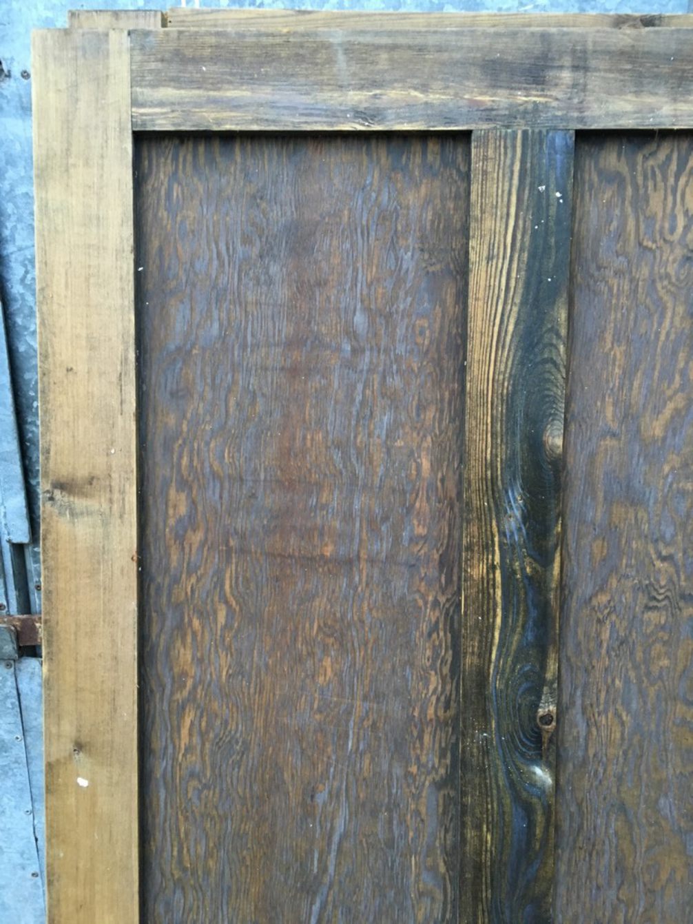 31 7/8”x77 1/2” Reclaimed 1930s Stripped Pine Four Panel 2 Over 2 Internal Door