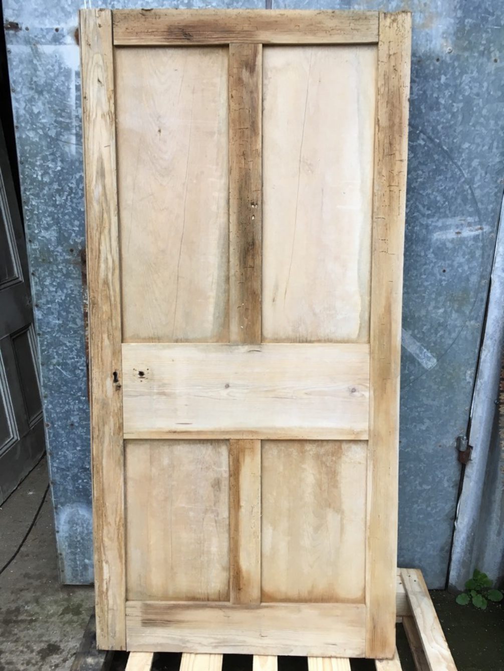 34 5/8x71 5/8” Victorian Stripped Pine 4 Panel 2 Over 2 Short Wide Internal Door