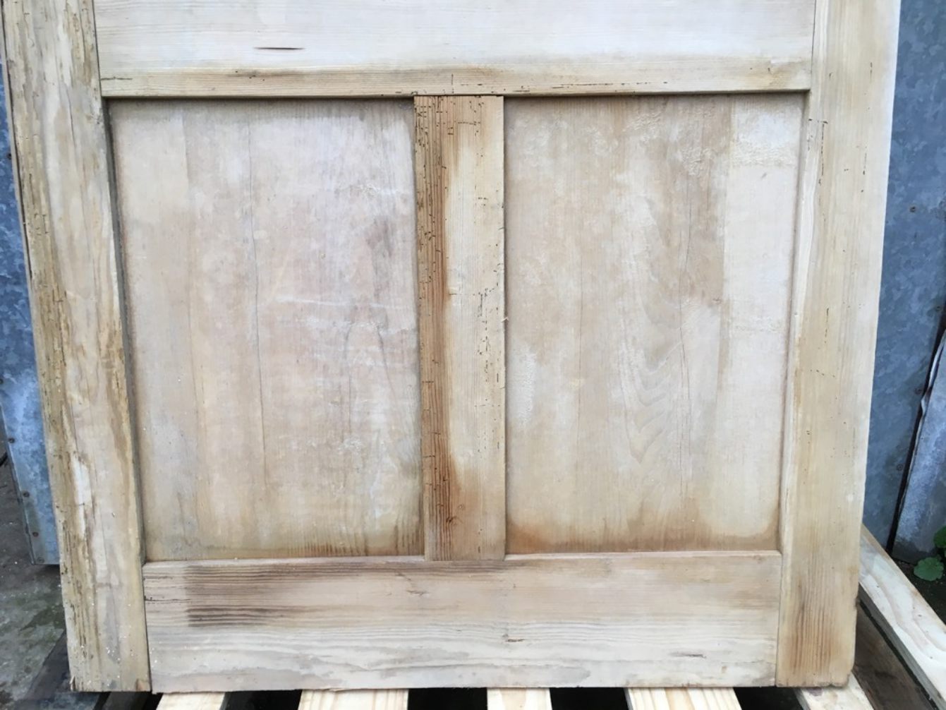 34 5/8x71 5/8” Victorian Stripped Pine 4 Panel 2 Over 2 Short Wide Internal Door