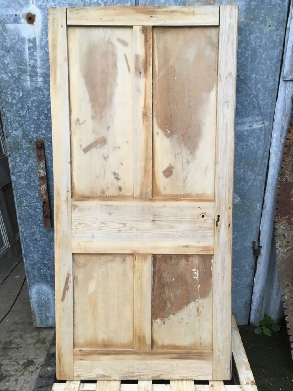 34 5/8x71 5/8” Victorian Stripped Pine 4 Panel 2 Over 2 Short Wide Internal Door