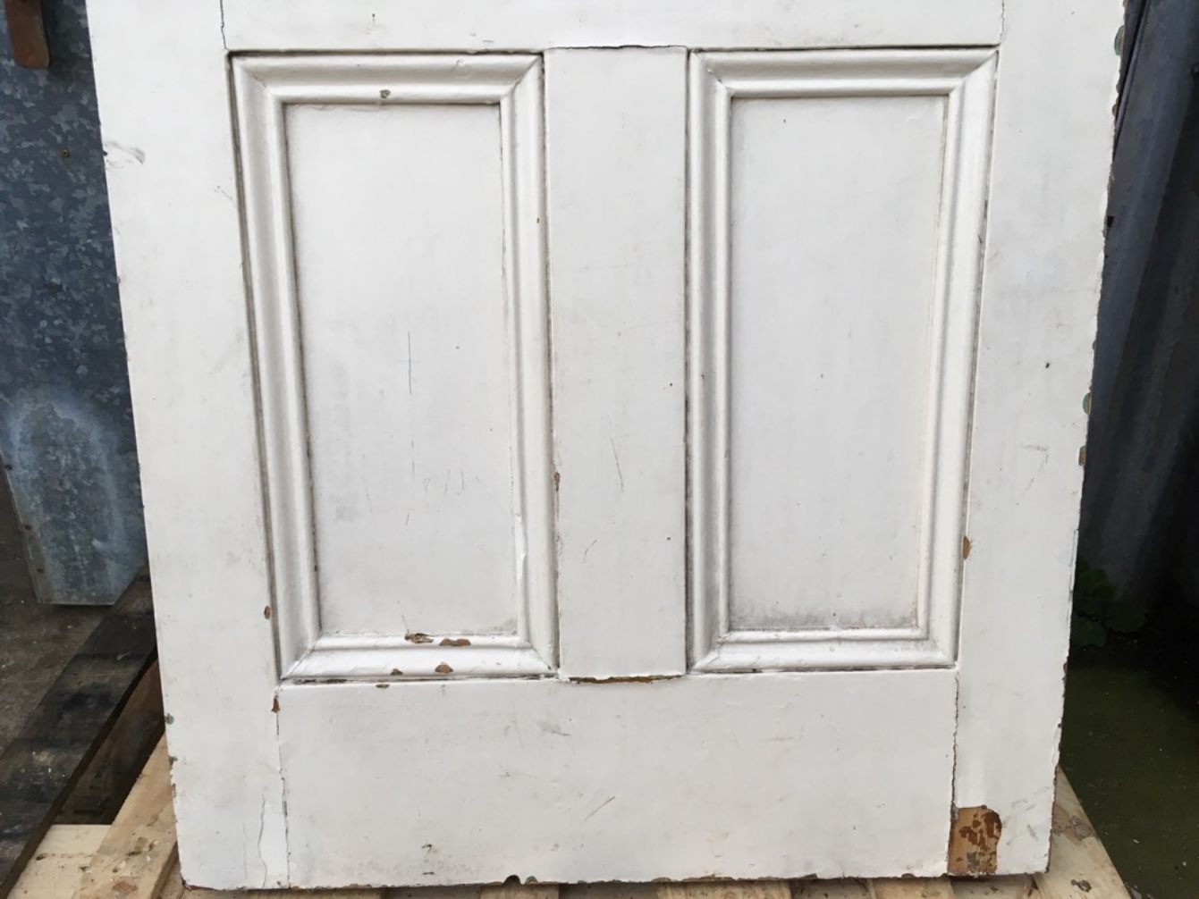 31 3/8”x85 3/4” Tall Victorian Painted Pine Five Panel 1over4 Internal Door