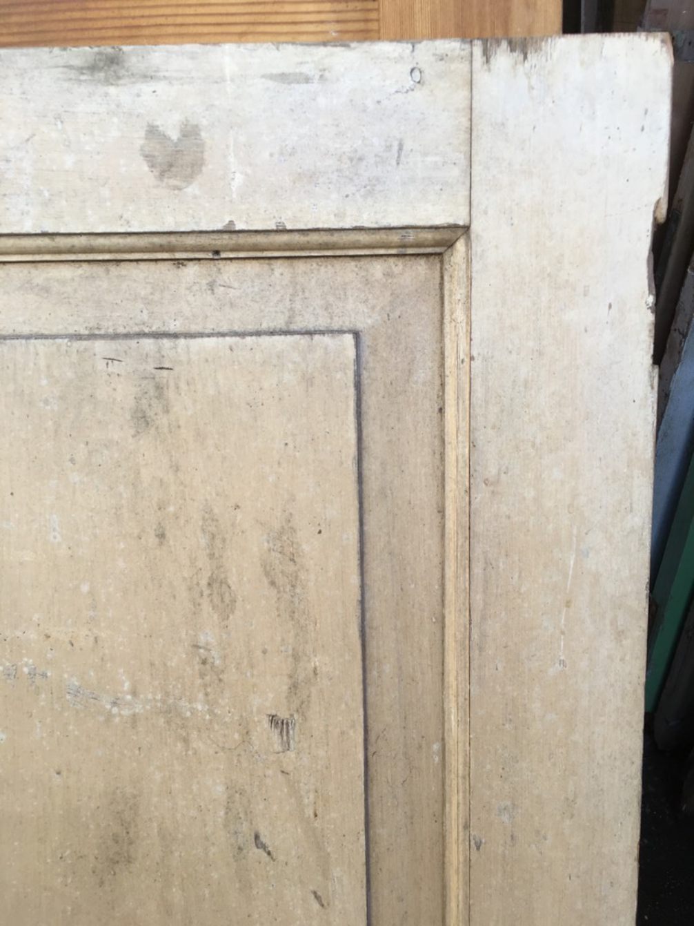 34 1/8”x 46” Reclaimed Victorian Painted Pine Single Panel Wide Internal Door