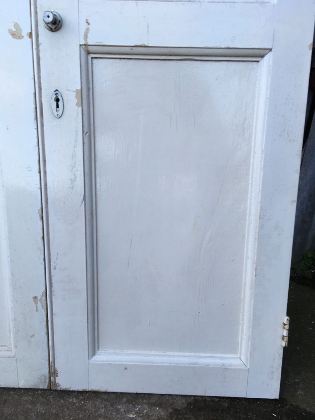 38 1/2”x58 1/8” Pair Victorian Painted Pine 4 Panel 2over2 Short Internal Doors