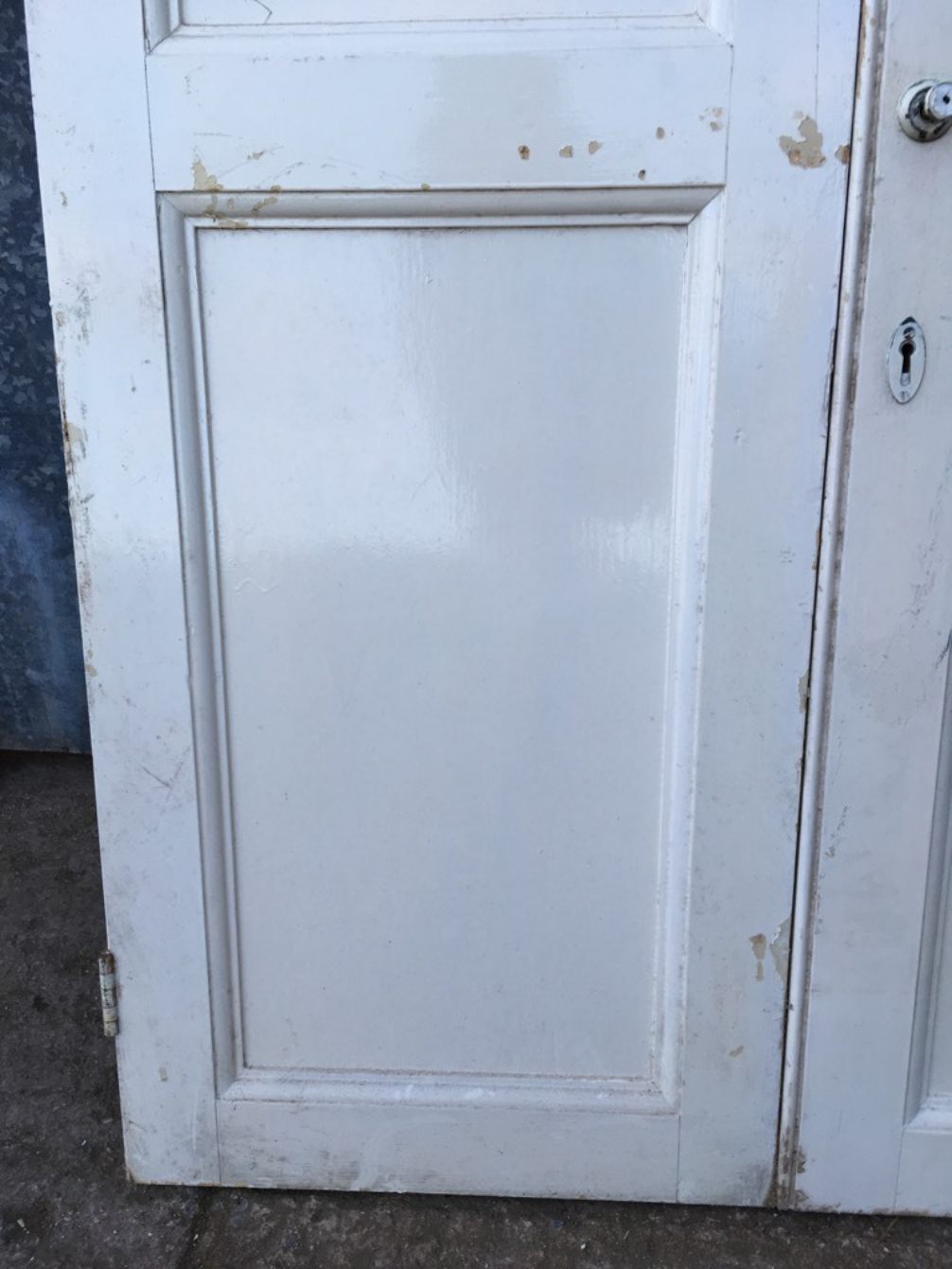 38 1/2”x58 1/8” Pair Victorian Painted Pine 4 Panel 2over2 Short Internal Doors